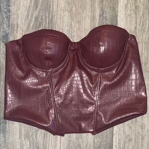 Crocodile Embossed Burgundy Bustier